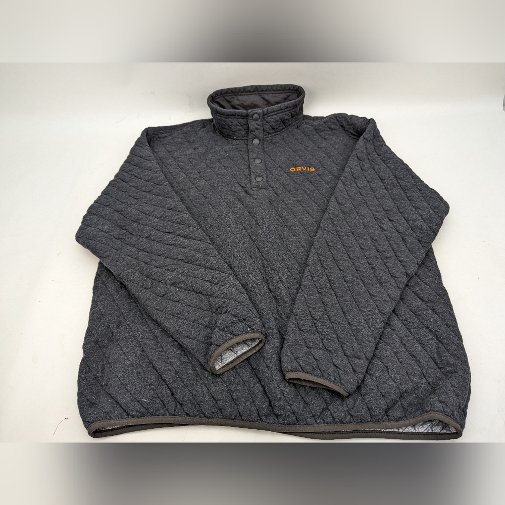 Orvis Men's Snap-T Quilted Pullover Sweater Gray  Large